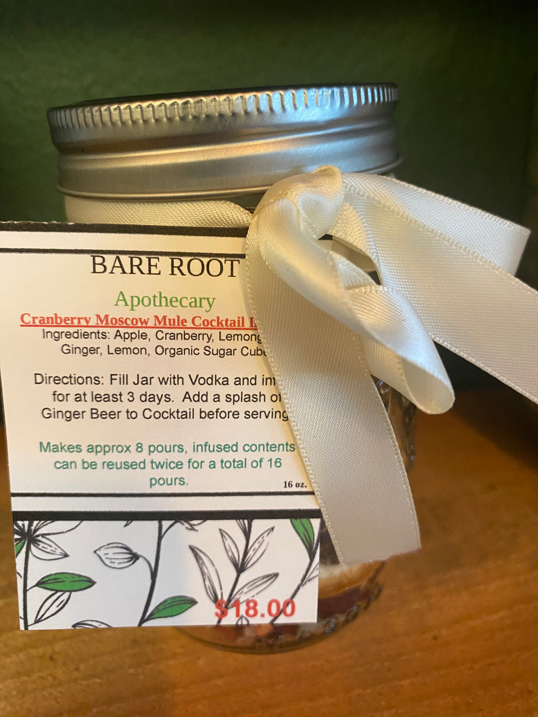 Cranberry Moscow Mule cocktail/mocktail Infusion Jar