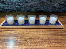 Purple and Black Swirl Epoxy and Wood Candle Holder with 5 Votives Candles