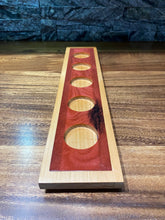 Fiery Red and Black Epoxy and Alder Wood Candle Holder with 5 glass votives