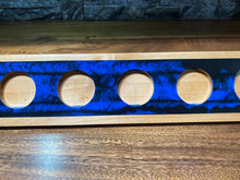 Cobalt Blue and Black Marbled Epoxy and Wood Candle Holder with 5 Votive Candles