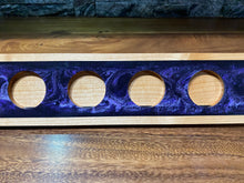Purple and Black Swirl Epoxy and Wood Candle Holder with 5 Votives Candles