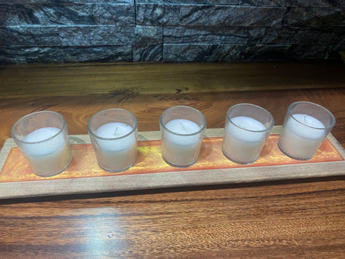 Peachy Gold Poplar Candle Votive Holder includes Votives