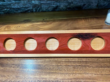 Fiery Red and Black Epoxy and Alder Wood Candle Holder with 5 glass votives